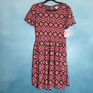 LuLaRoe Purple and Black Geometric Dress